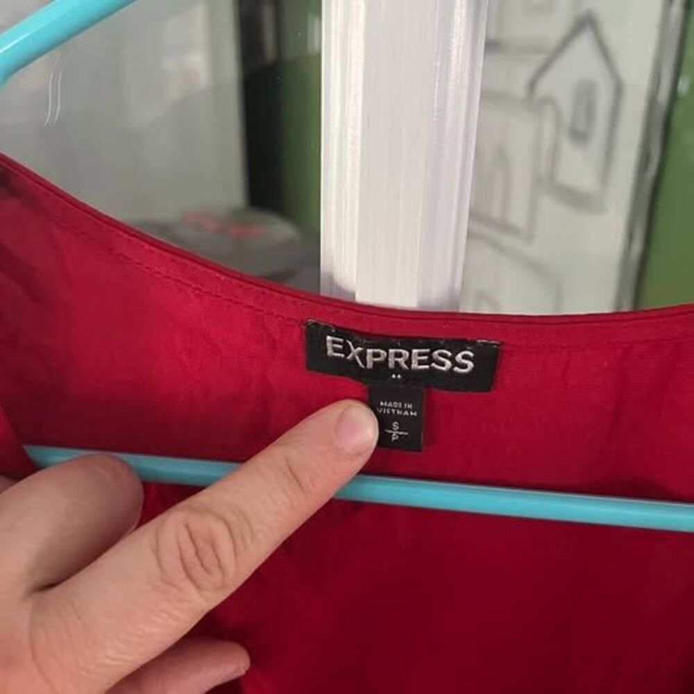 Express Red Ruffle Wrap Dress Size Small - Picture 3 of 5